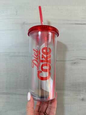 New Silver Buffalo Coca-Cola Diet Coke‎ Logo Tumbler with Straw Travel Cup